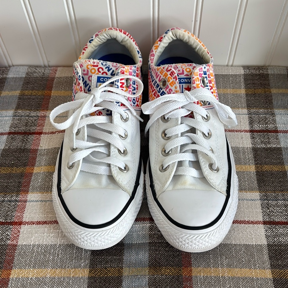Converse White Sneakers with Multicolor Logo